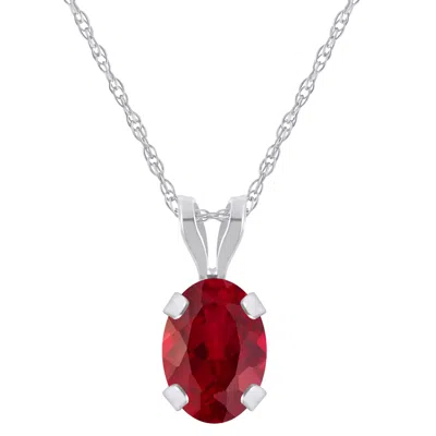 Glistening Jewels 10k Gold 7x5mm Oval Created Ruby Pendant Necklace In Multi