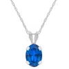 Glistening Jewels 10k Gold 7x5mm Oval Created Sapphire Pendant Necklace In Multi