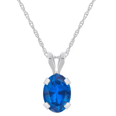 Glistening Jewels 10k Gold 7x5mm Oval Created Sapphire Pendant Necklace In Multi