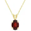 Glistening Jewels 10k Gold 7x5mm Oval Garnet Pendant Necklace In Multi