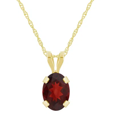 Glistening Jewels 10k Gold 7x5mm Oval Garnet Pendant Necklace In Multi