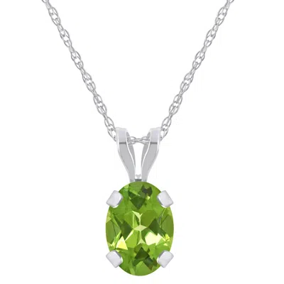Glistening Jewels 10k Gold 7x5mm Oval Peridot Pendant Necklace In Brown