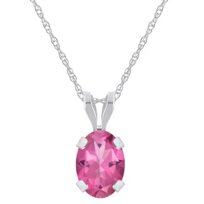 Glistening Jewels 10k Gold 7x5mm Oval Pink Topaz Pendant Necklace In Multi