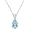 Glistening Jewels 10k Gold 7x5mm Pear Shape Aquamarine Pendant Necklace In Multi