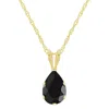 Glistening Jewels 10k Gold 7x5mm Pear Shape Black Onyx Pendant Necklace In Multi