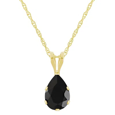 Glistening Jewels 10k Gold 7x5mm Pear Shape Black Onyx Pendant Necklace In Multi