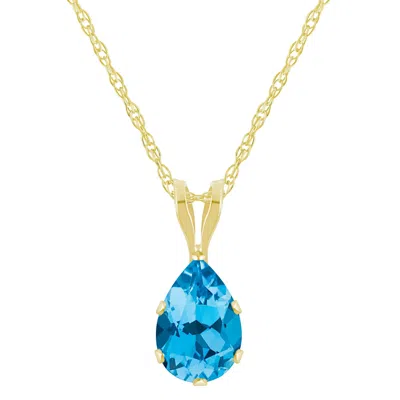 Glistening Jewels 10k Gold 7x5mm Pear Shape Blue Topaz Pendant Necklace In Multi