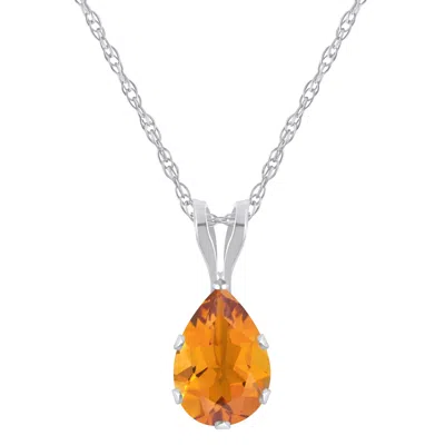 Glistening Jewels 10k Gold 7x5mm Pear Shape Citrine Pendant Necklace In Multi
