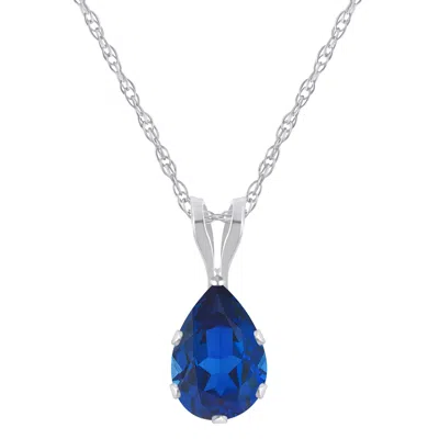 Glistening Jewels 10k Gold 7x5mm Pear Shape Created Sapphire Pendant Necklace In Multi