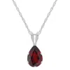Glistening Jewels 10k Gold 7x5mm Pear Shape Garnet Pendant Necklace In Multi