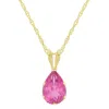 Glistening Jewels 10k Gold 7x5mm Pear Shape Pink Topaz Pendant Necklace In Multi