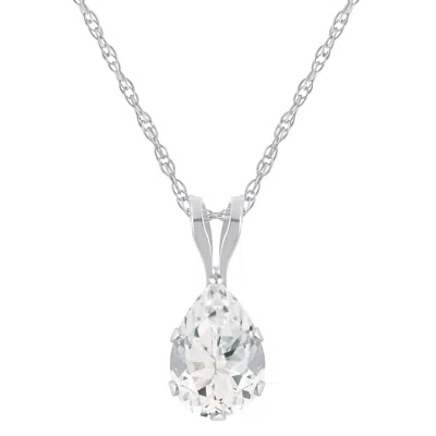 Glistening Jewels 10k Gold 7x5mm Pear Shape White Topaz Pendant Necklace In Multi