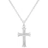 Glistening Jewels Sterling Silver Cross Pendant Necklace In Metallic