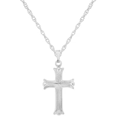 Glistening Jewels Sterling Silver Cross Pendant Necklace In Metallic