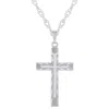 Glistening Jewels Sterling Silver Cross Pendant Necklace In Multi