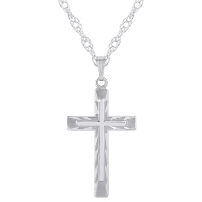 Glistening Jewels Sterling Silver Cross Pendant Necklace In Multi
