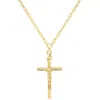 Glistening Jewels Sterling Silver Crucifix Cross Pendant Necklace In Gold