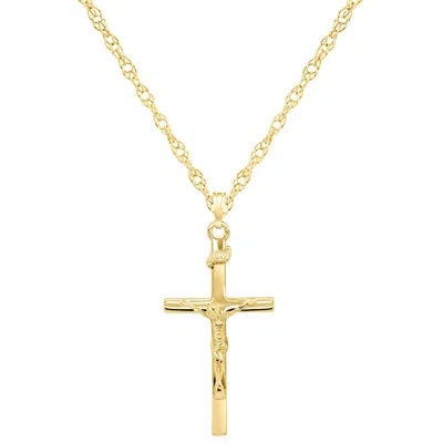 Glistening Jewels Sterling Silver Crucifix Cross Pendant Necklace In Gold