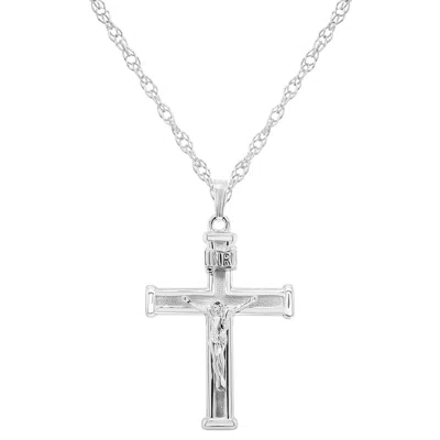 Glistening Jewels Sterling Silver Crucifix Cross Pendant Necklace In Metallic