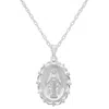 Glistening Jewels Sterling Silver Miraculous Mary Oval Medallion Pendant Necklace In Metallic