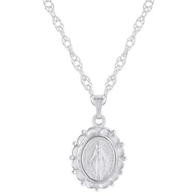 Glistening Jewels Sterling Silver Oh Mary Conceived Medallion Pendant Necklace In Multi