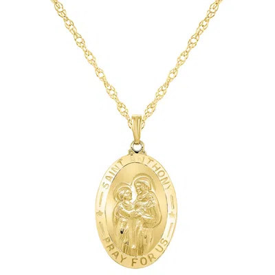 Glistening Jewels Sterling Silver Saint Anthony Oval Medallion Pendant Necklace In Gold