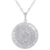 Glistening Jewels Sterling Silver Saint Christopher Medallion Pendant Necklace In Multi
