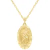 Glistening Jewels Sterling Silver Saint Christopher Oval Medallion Pendant Necklace In Gold