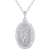 Glistening Jewels Sterling Silver Saint Christopher Oval Medallion Pendant Necklace In Multi