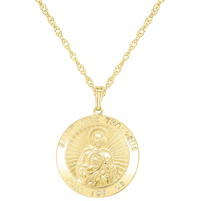 Glistening Jewels Sterling Silver Saint Jude Round Medallion Pendant Necklace In Gold