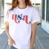 Glittering South Americana Usa Graphic Tee In White In White