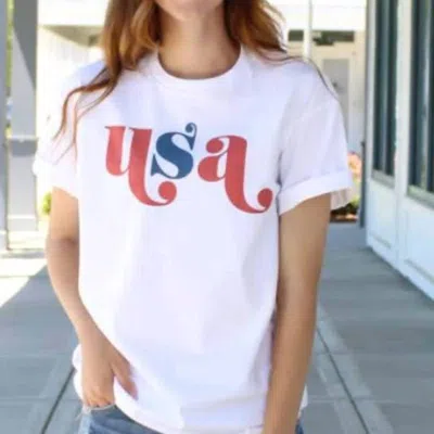 Glittering South Americana Usa Graphic Tee In White