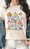 Glittering South Colorful Pumpkin Gourd Fall Graphic Tee In Ivory In Multi