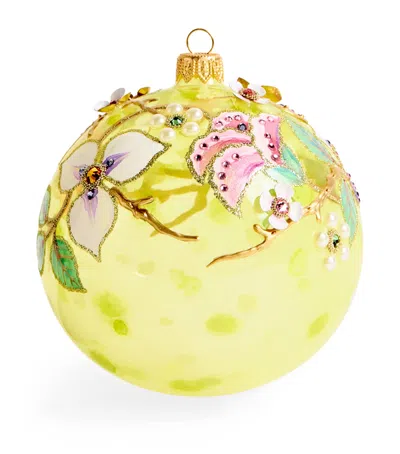 Glitterlab Floral Bauble In Yellow