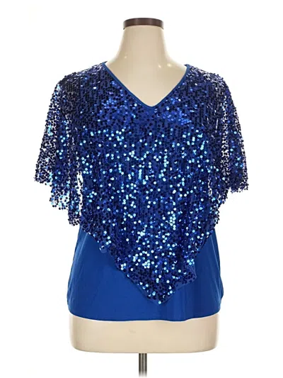 Pre-owned Glitterscape Short Sleeve Blouse In Blue