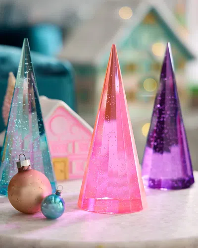 Glitterville Dark Pink Crystal Cone Tree, 7" In Multi