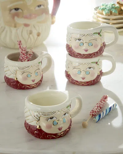 Glitterville Mrs. Papa Noel 10 Oz. Mugs, Set Of 4