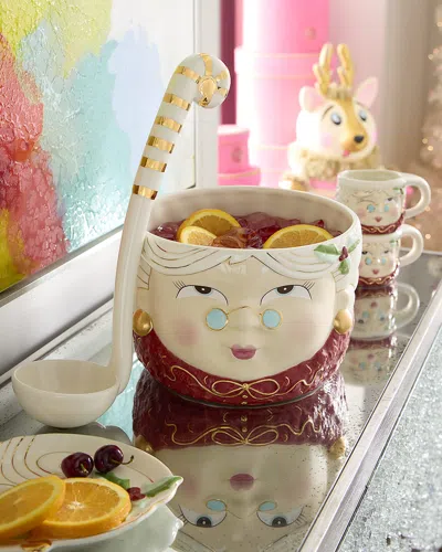 Glitterville Mrs. Papa Noel Small Punch Bowl And Ladle, 220 Oz.