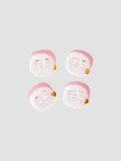 Glitterville Papa Noel 4-piece Cookie Plate Set In Pink