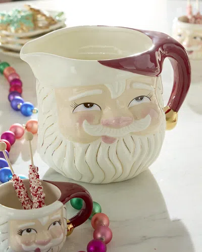 Glitterville Papa Noel Ceramic Pitcher, 135 Oz. In Multi