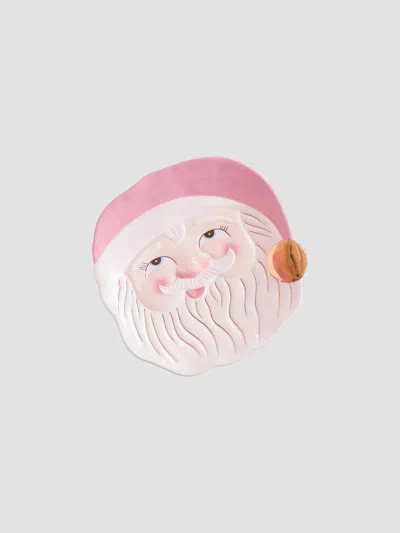 Glitterville Papa Noel Ceramic Platter In Pink