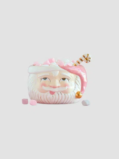 Glitterville Papa Noel Ceramic Punch Bowl & Ladle In Pink