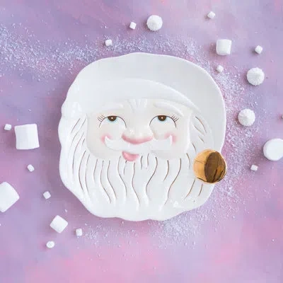 Glitterville Papa Noel Cookie Platter In White,pink,blue,gold