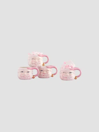 Glitterville Papa Noel Pink 4-piece Mug Set