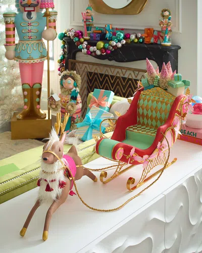Glitterville Parisian Sleigh And Reindeer Christmas Decor In Animal Print