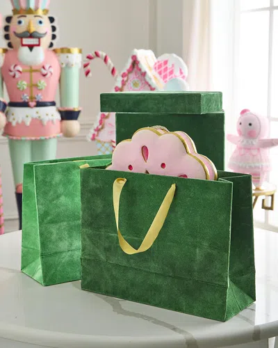 Glitterville Patisserie Large Green Flocked Gift Bags, Set Of 10