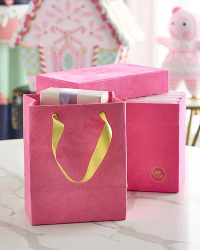 Glitterville Patisserie Neon Pink Flocked Gift Bags, Set Of 10