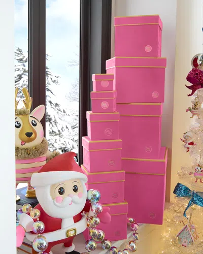 Glitterville Patisserie Square Flocked Stacking Boxes, Set Of 10 In Multi