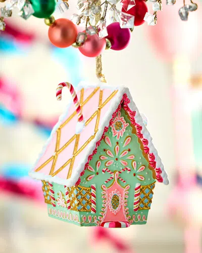 Glitterville Rainbow Gingerbread Cottage Christmas Ornament, Green In Multi