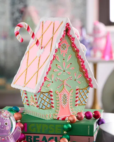 Glitterville Rainbow Gingerbread House Christmas Decoration, Light Green In Multi